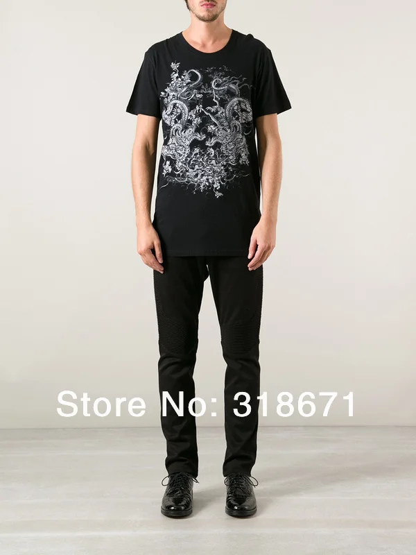 2014 French Brand New Male O-neck Outdoor Sports T-shirt Men 3D Short-sleeve Chinese Dragon Pattern Cotton Free Shipping | Мужская