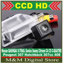 HD CCD Car Reverse Camera for Nissan QASHQAI X-TRAIL Geniss Sunny/ Citroen C4 C5 C-QUATRE/ Peugeot 307 Hatchback 307CC 408