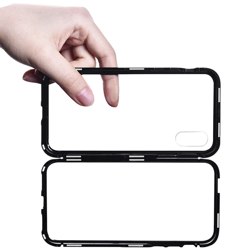 Magnetic Adsorption Metal Case Glass Black Cover Applicable to Wan magnetic king iphone X | Мобильные телефоны и