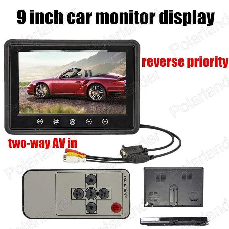 New 9 inch LCD reverse priority Car Monitor Mini TFT LCD Car Monitor display two way
