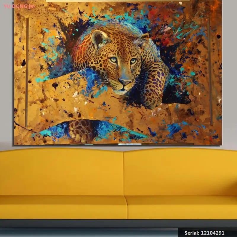 Jaguar Animal Abstract oil Painting Drawing art Spray Unframed Canvas kitchen landscape wine picture wax technical12104291 | Дом и сад