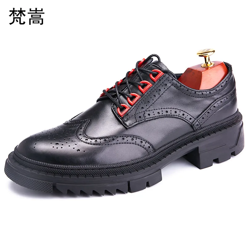 Натуральная кожа bullock дизайнерская обувь для мужчин Высокое качество универсальные яловая кожа шнуровка деловые мужские туфли, Мужские