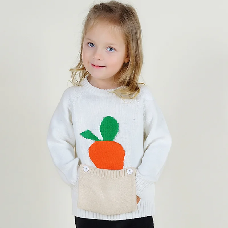 High Quality Cute Carrot Baby Sweaters Cotton Knitting Outwear Children