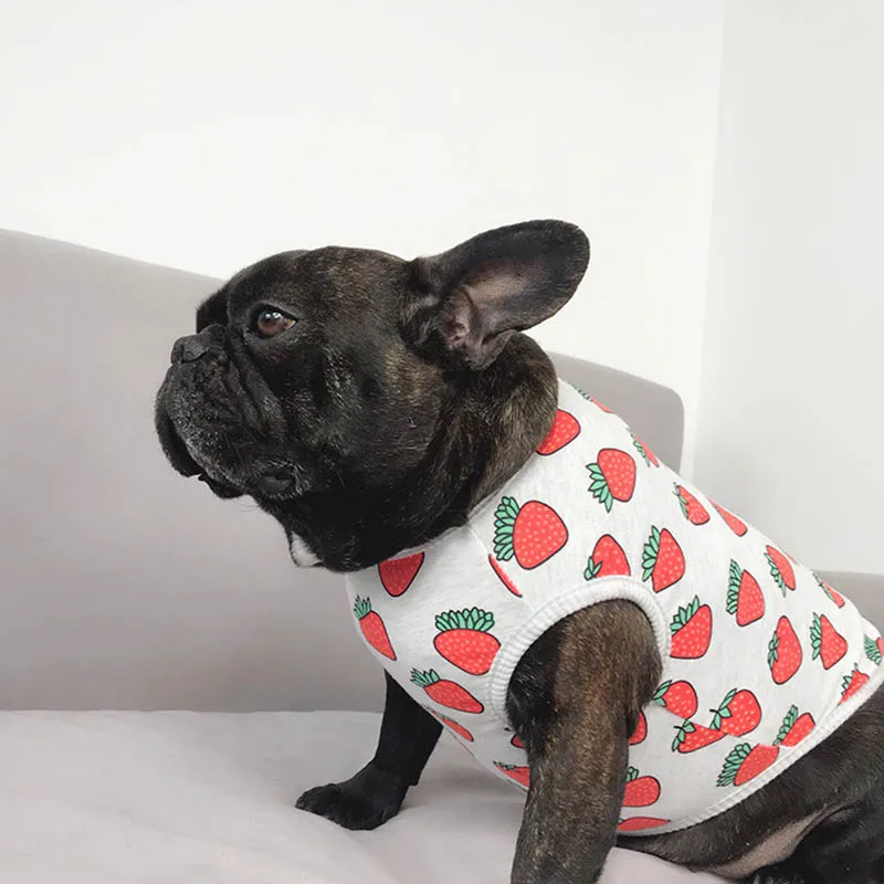 

Spring Pet Dog Clothes Strawberry Print Pet Cat Vest Shirt Clothing For Dogs Costume French Bulldog Pug Clothing Puppy Outfit