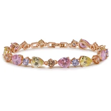 MxGxFam(19 см) золотой цвет полный светильник Многоцветный CZ браслет для женщин модные ювелирные изделия без содержания свинца и никеля