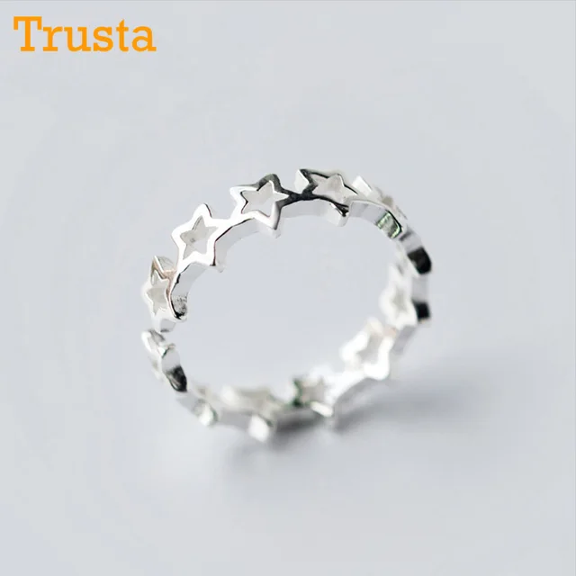 Trusta 2018 New 100% 925 Sterling Silver Fashion Women Cute Star Rings Size 5 6 Trusta 2018 New 100% 925 Sterling Silver Fashion Women Cute Star Rings Size 5 6