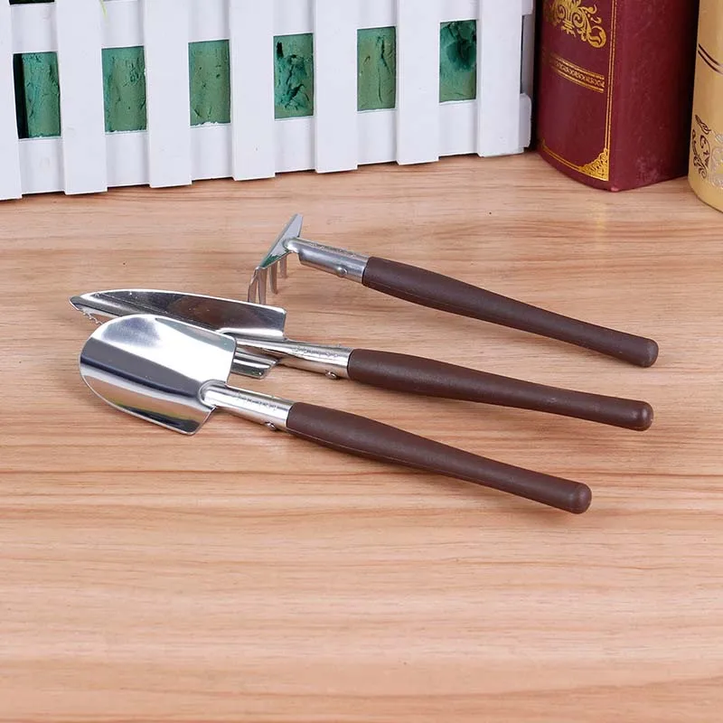 

Mini Garden Tool Set 3 Piece Gardening Kit with Solid Plastic Non-Slip Handle for Digging & Potted Planting, 2 Trowels + 1 Rake