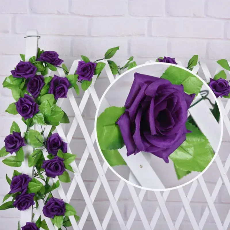2 4 м Искусственные Поддельные Ткань ткани розы Плющ висит Гирлянда Свадебный