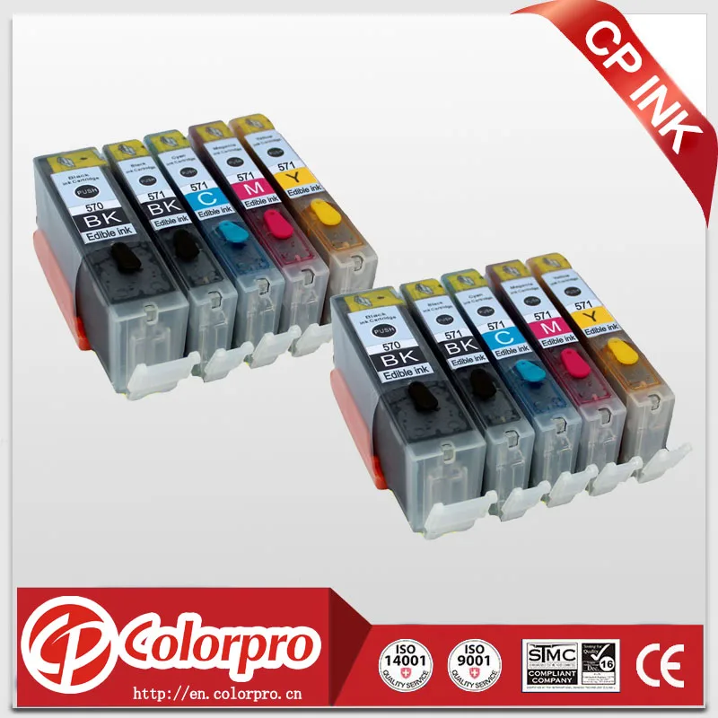 

10PK 570 571 edible ink cartridge for Canon pixma MG5700 MG5750 MG5751 MG5752 MG5753 MG6800 MG6850 MG6851 MG6852 MG6853 MG7700