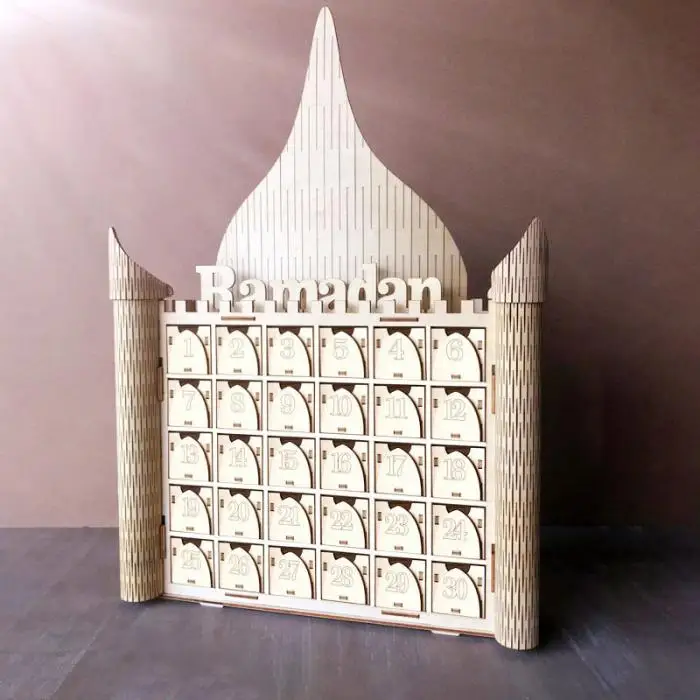 Eid Mubarak DIY мусульманский дворец деревянный ящик домашний орнамент для обратного отсчета DC120