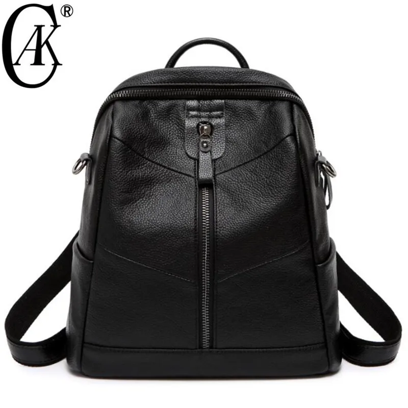 

CAK Women Backpack Genuine Leather Backpacks Softback Bags Brand Preppy Style Bag Casual School Bags Teenagers Shoulder Bag