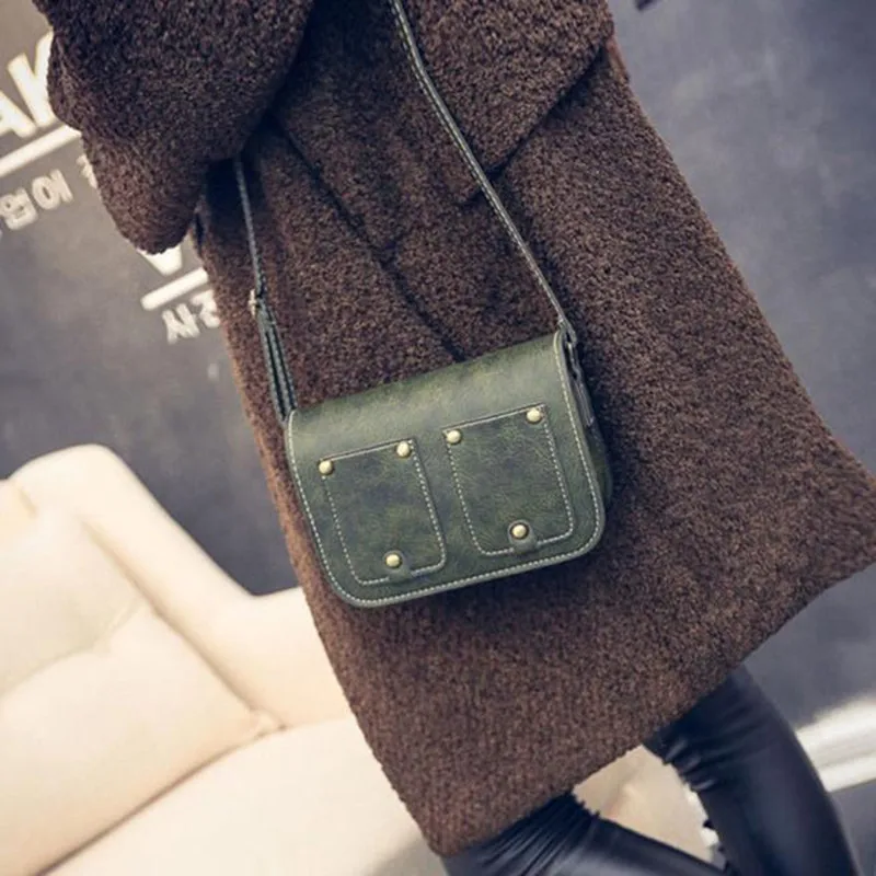 

Women New Fashion Rivet Pu Leather Messenger Crossbody Bag Female Vintage Shoulder Bag Ladies Elegant Money Purse Bolsa Dec29