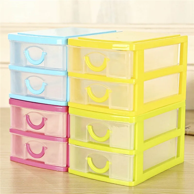 Hot Portable 2 Layers Mini Desktop Drawer Storage Box Sundries