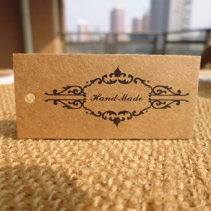 

50pcs Vintage Handmade Bookmark Kraft Paper Tags DIY Creative Note Price Lable Hang Tag Gift Tag 5.7x2.4cm