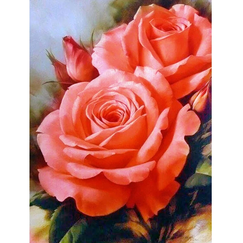 

Pictures pink rose flowers Resin Diamond Embroidery Diy 5D Diamond Painting Rhinestone Full Drill 3D round Diamond Mazayka decor