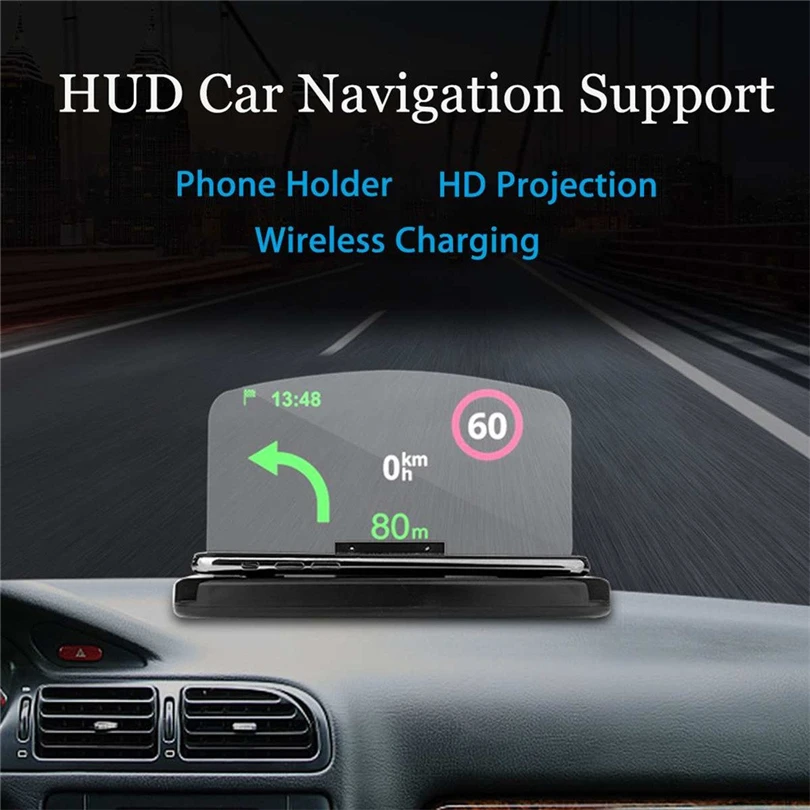 

Mobile Phone Car Holder Mount pad wireless charger Universal Windscreen Projector HUD Head-Up Display For iPhone/Samsung GPS S30