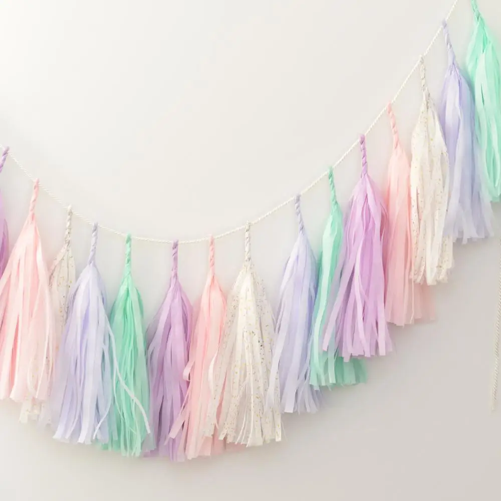 5 Pieces Ensemble Pastel Papier De Soie Gland Guirlande Arc En Ciel Licorne Macaron Pastel Couleur 1st Anniversaire Fete Decor Bebe Douche Mariage Aliexpress