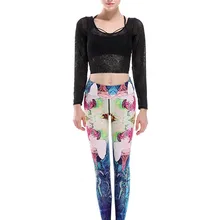 Женские Эластичные облегающие штаны с принтом Flroal для девочек тренировка для йоги бега занятий спортом леггинсы для фитнеса Прямая поставка