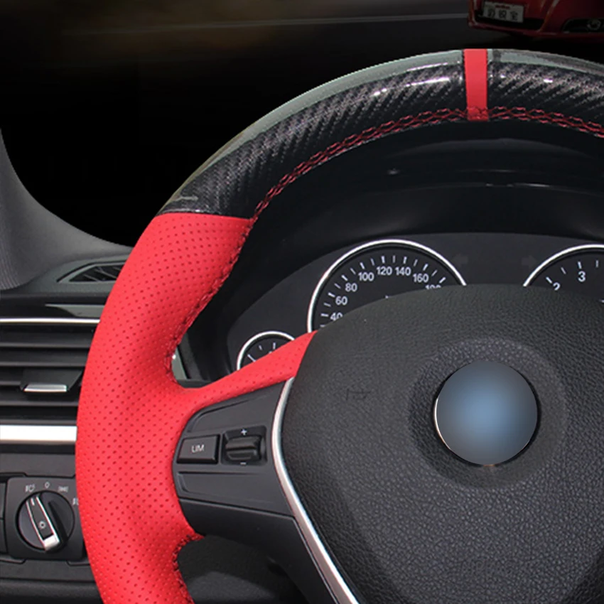 Красный кожаный маркер для руля BMW F30 320i 328i 320d F20 углеродное волокно|car steering wheel