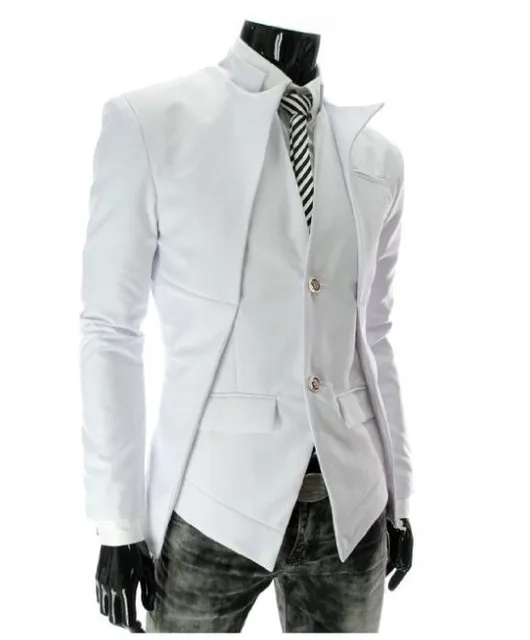 Men's Blazer Jacket New Brand Fashion 2015 Black/ White/Gray Slim