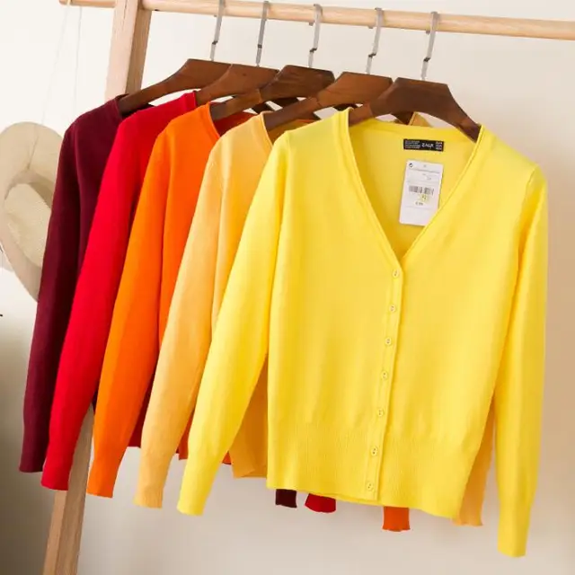 US $9.98 Queechalle 28 Colors knitted cardigans spring autumn cardigan women casual long sleeve tops V neck 