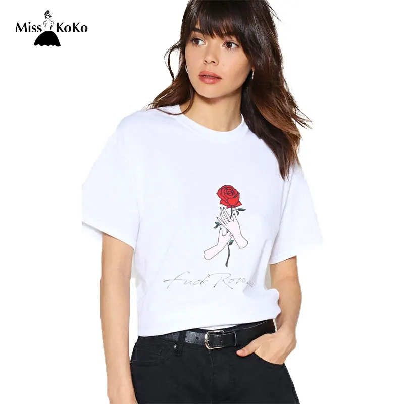 Misskoko Women Intimate T shirts Female Flower Printed