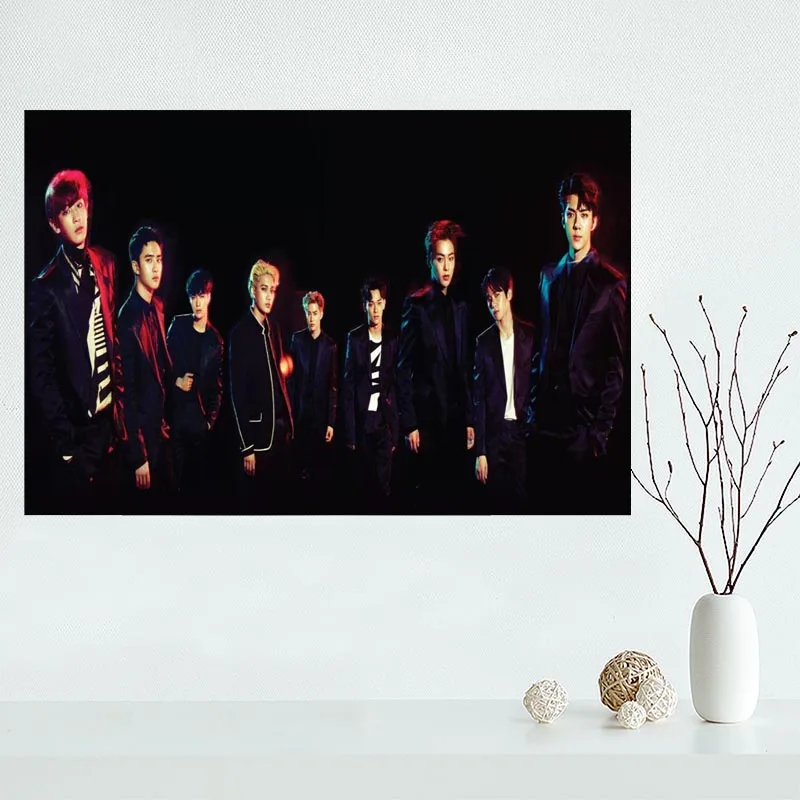 

Nice EXO Poster Custom Satin Poster Print Cloth Fabric Wall Poster Print Silk Fabric Print Poster