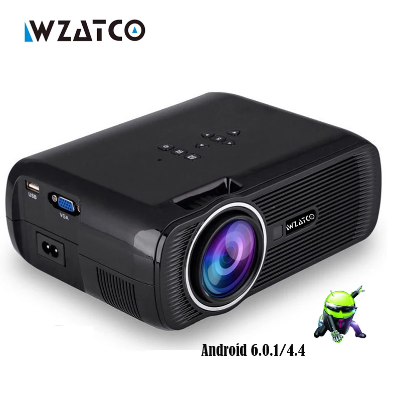WZATCO CTL80 1800lu Portable Mini full HD 1080P TV LED 3D Projector Android 6 0 Wifi