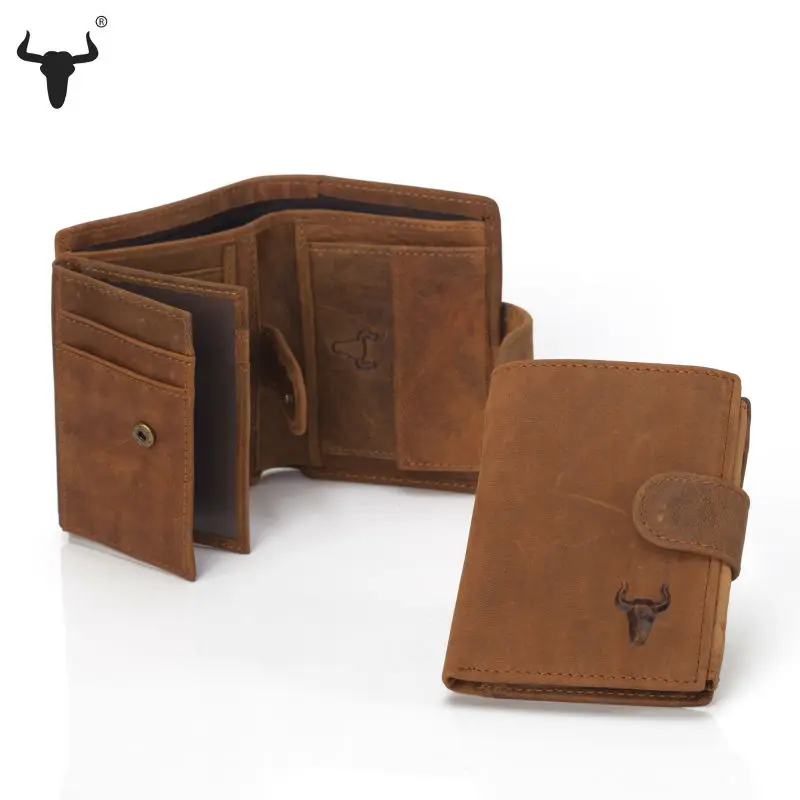  Wallet Men Leather Genuine Men's Bulls Man Vintage Grazy Horse Cowhide Leather Big Capacity Short Purse With Zipper Coin Pocket 