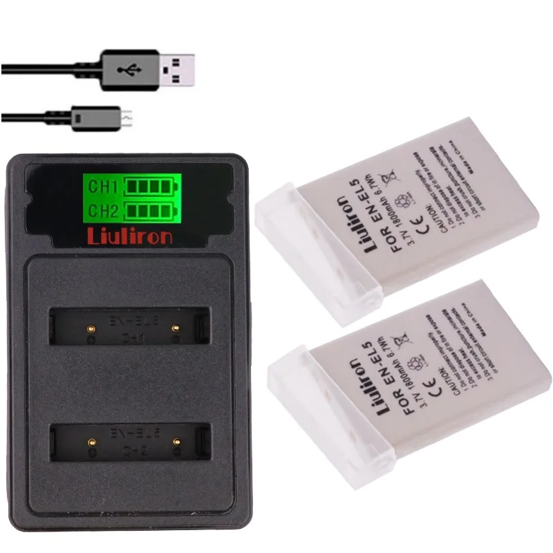 

bateria batterie EN-EL5 ENEL5 En El5 Battery + LCD TYPE-C dual charger For Nikon Camera Coolpix P80 P90 P100 P500 P510 P520