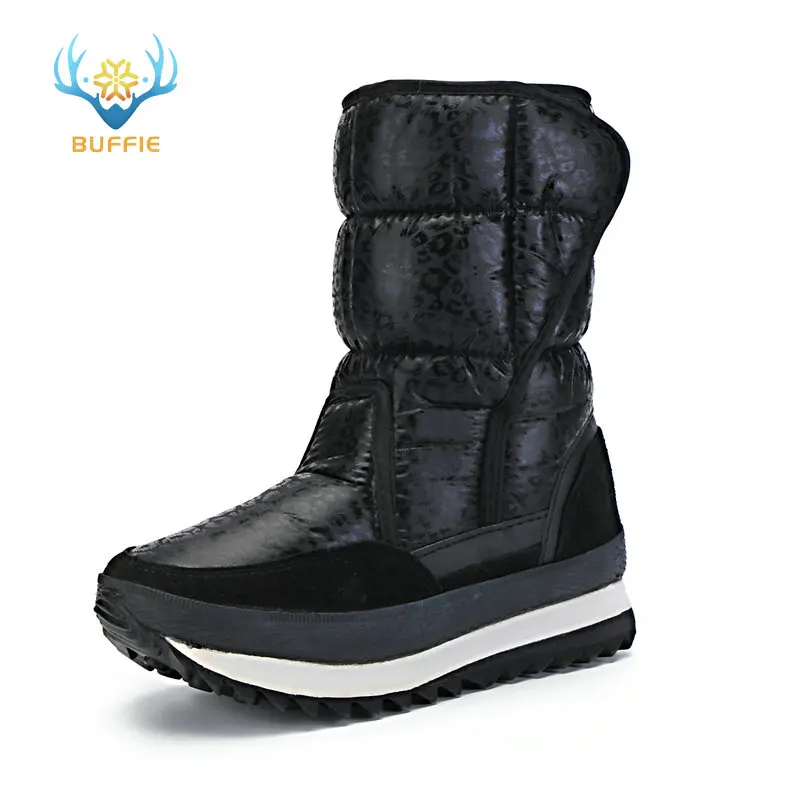 Черные леопардовые снежные сапоги, легко надеваются, подходят для длительного использования, повседневная одежда для офиса или работы, прогулок в дороге, полный размер - Цвет: HB617heibao