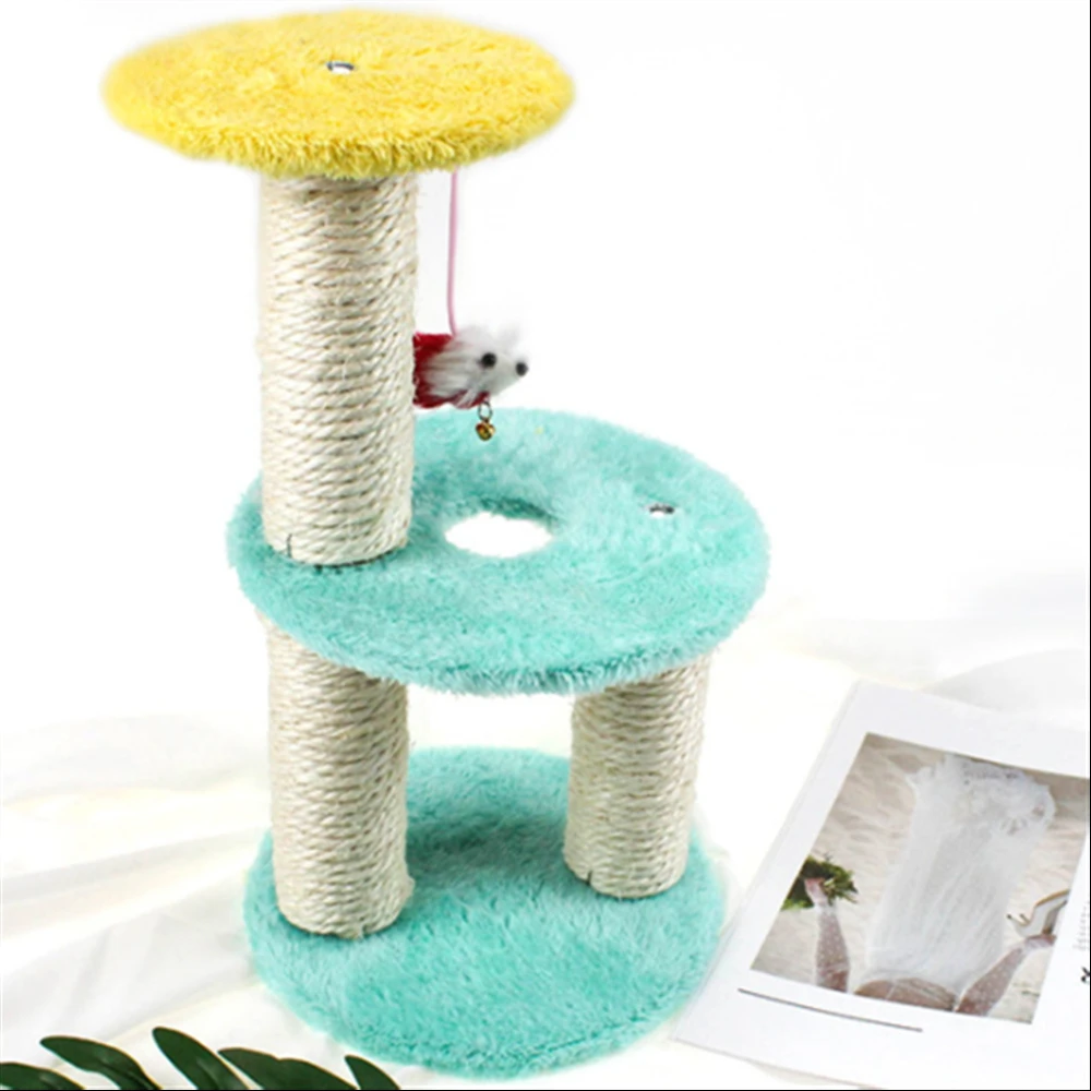 

Hateli Three-layer Round Pet Toy Scratching Wood Climbing Tree Cat Jumping Toy Ladder Climbing Frame Cat Furniture Scratching