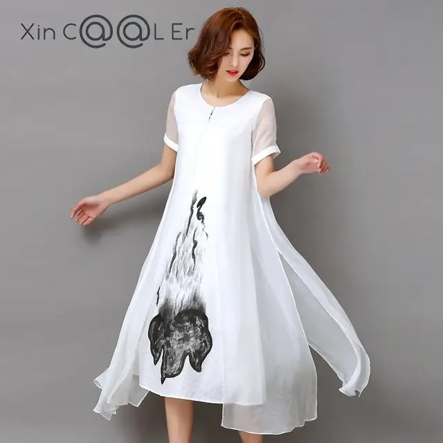 High Quality 2018 New Spring Summer Women Work Wear Ink Print Retro Cotton Linen Designs Casual Dresses Slim White In From Womens Clothing High Quality 2018 New Spring Summer Women Work Wear Ink Print Retro Cotton Linen Designs Casual Dresses Slim White In From Womens Clothing