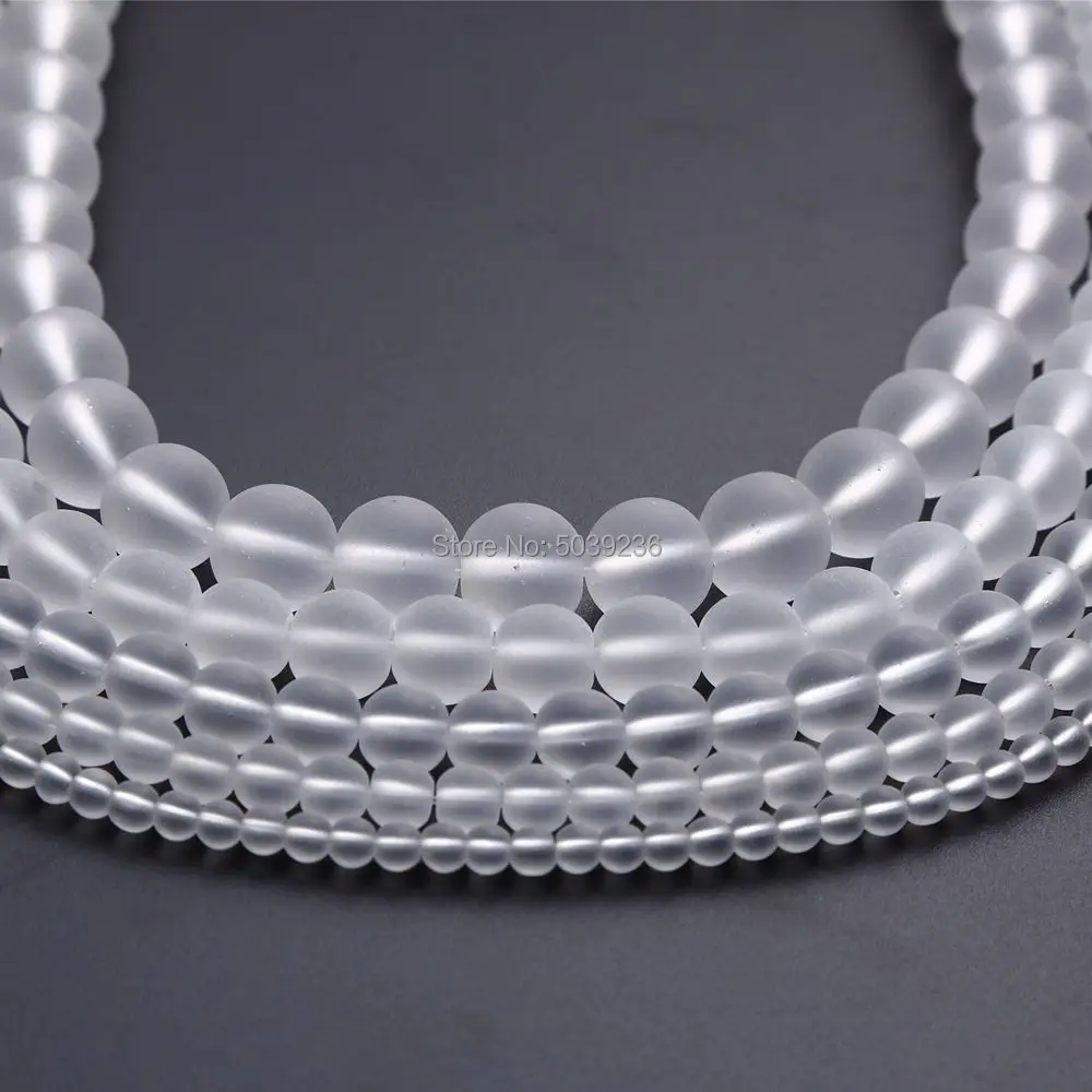 

Wholesale Dull Polished White Matte Glass Beads Natural Stone Round Loose Beads 4/6/8/10/12mm for Jewelry Making Necklace Bracel