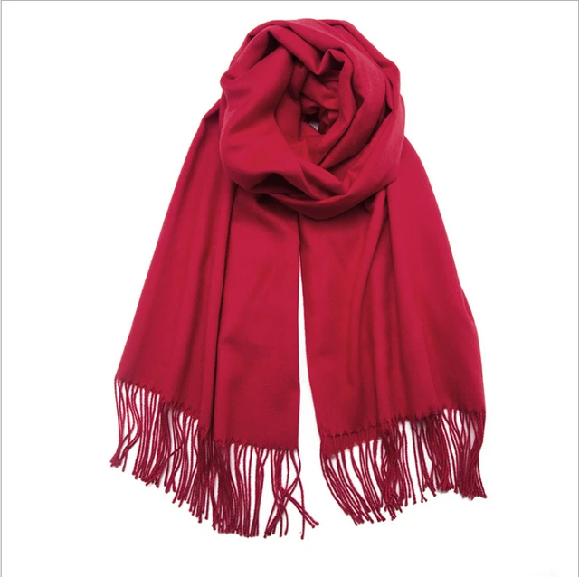 Women solid color cashmere scarves with tassel lady winter thick warm scarf high quality female ...