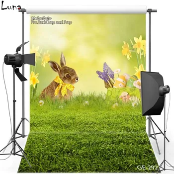 

Happy Easter Flower Vinyl Photography Background For Children Lawn Rabbit Oxford Backdrop For Newborn photo studio Props 292