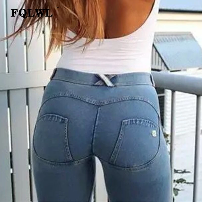 Buy Fqlwl Sexy Push Up Jeans Women Pencil Pants Denim Elastic Waist Stretch