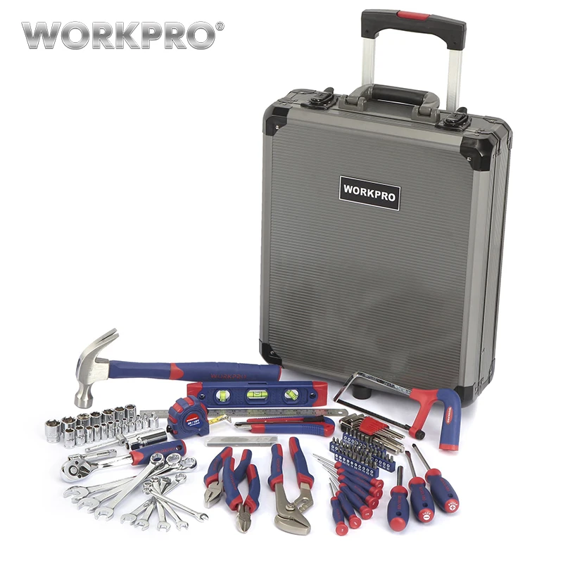 WORKPRO 111PC Tool Set Hand Tool Kit Aluminum Trolley Case Tool Box Set Repair Kit Home Tool Set WORKPRO 111PC Tool Set Hand Tool Kit Aluminum Trolley Case Tool Box Set Repair Kit Home Tool Set