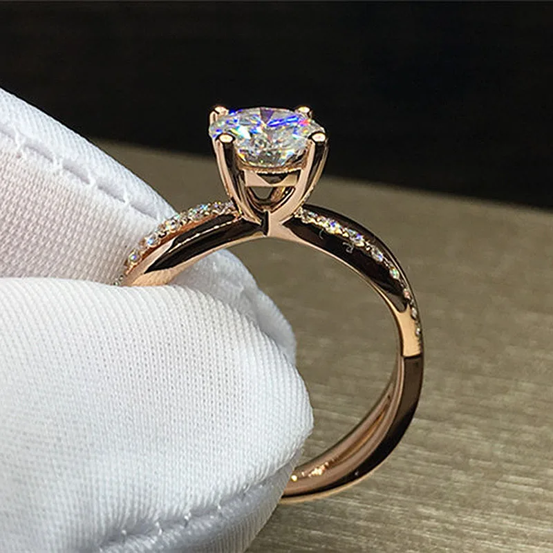 Обручальное кольцо для женщин 18K желтое золото Au750 1ct 6 5 мм | Украшения и аксессуары