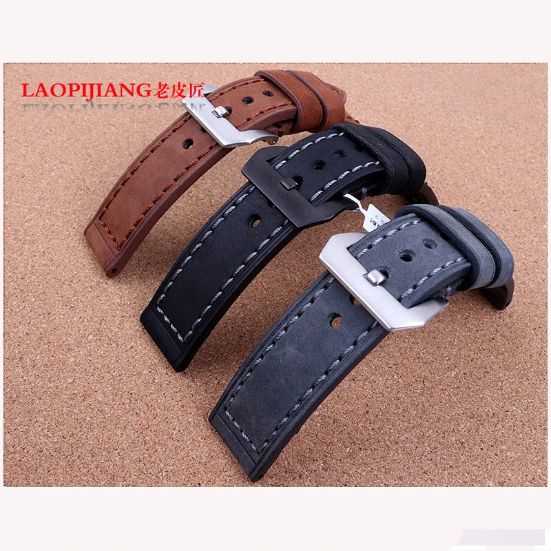 Laopijiang leather strap line for PAM00005 male fashion strap 24mm