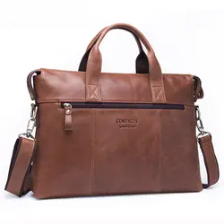 CONTACT'S бизнес для мужчин Портфели пояса из натуральной кожи сумка для человека 13,3 дюймов бизнес ноутбук с клапаном карман дорожные сумки