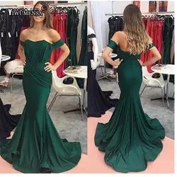 Yiwumensa vestido de fiesta платья для выпускного вечера 2018 г. Длинная с плеча Русалка Пром вечерние платье сшитое Большие размеры платье для