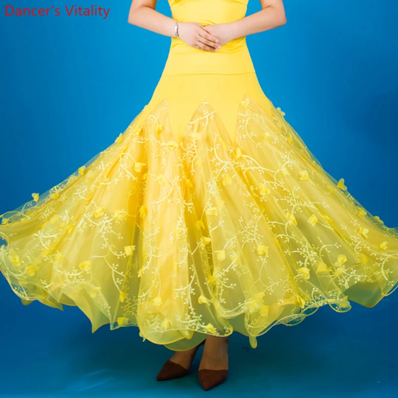 

Hot Sale Women Ballroom Dance Skirt Square Dance Practice Costumes Adult Female Latin Ballroom Waltz Dance Big Swing Skirts
