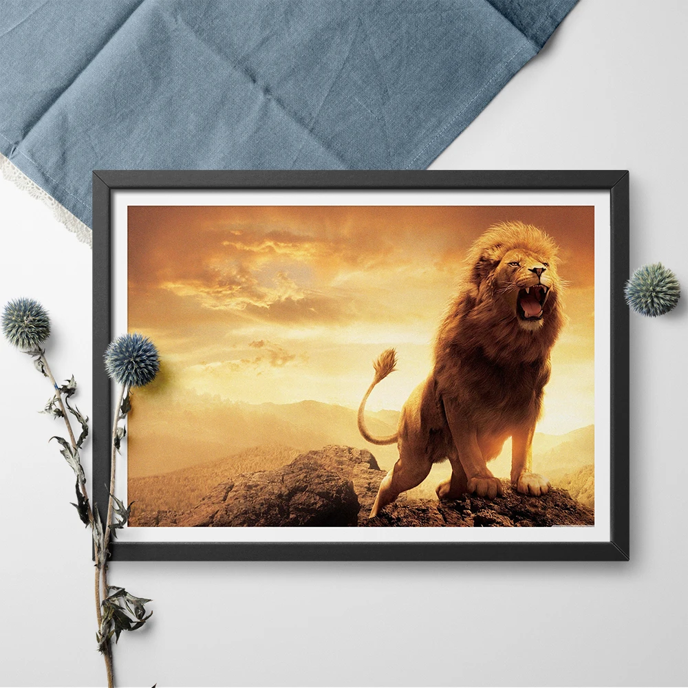 Художественный постер Aslan Narnia Roaring Lion настенная живопись животное холст для