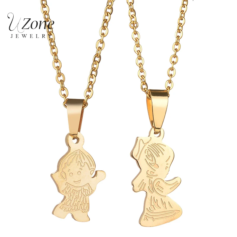 Trendy Cartoon Children Jewelry Dance Boy Girl Gold Color Stainless Stee Necklaces Pendant Kolye Collier | Украшения и аксессуары