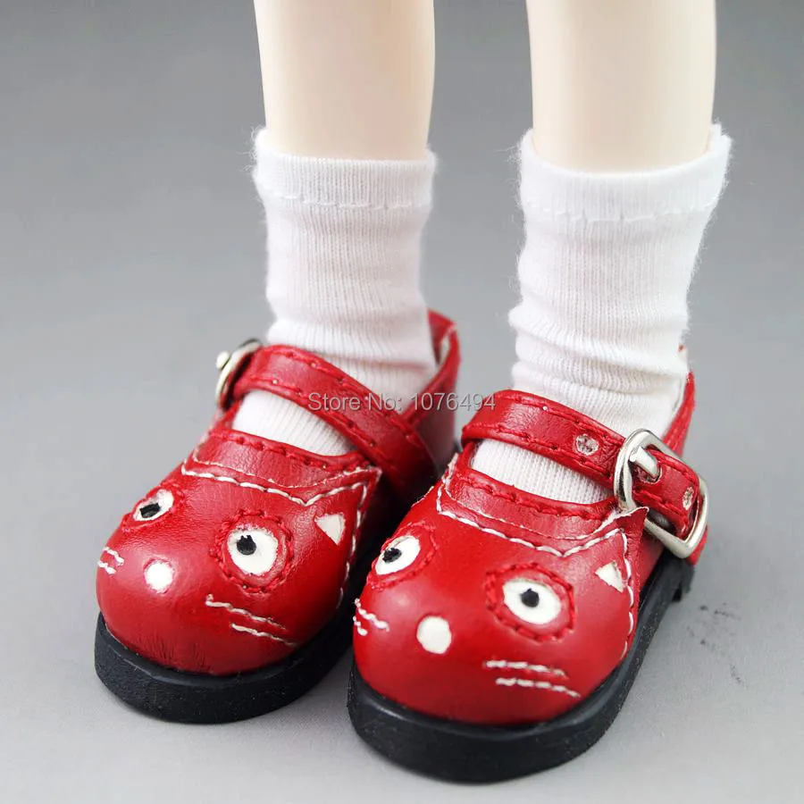 Red Cat Shoes For 1/6 11" tall Girl BJD Doll AOD AS YOSD DD Synthetic
