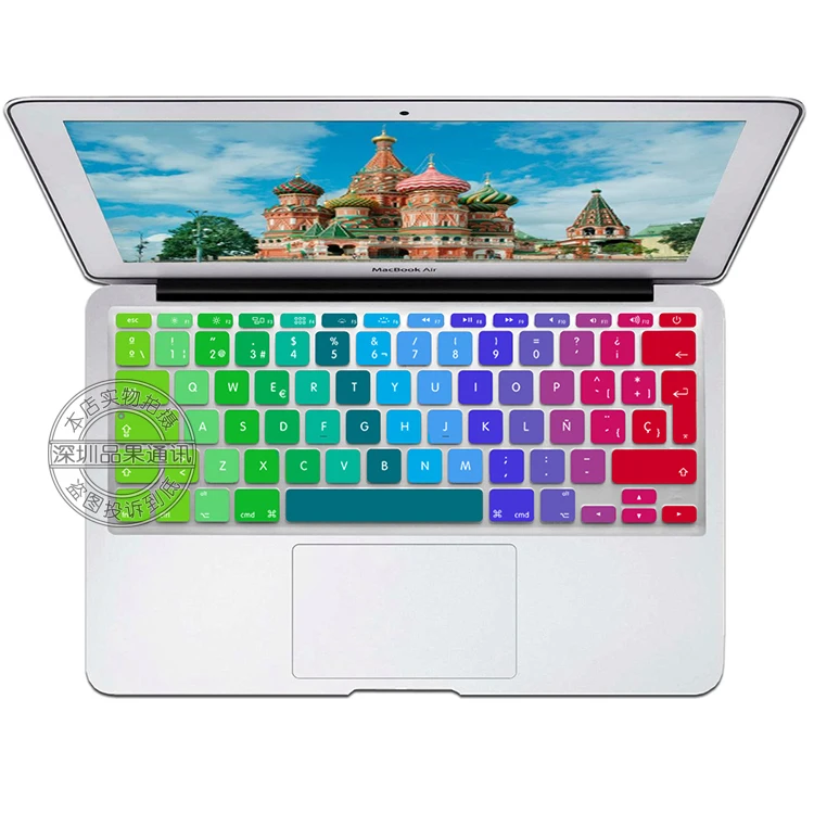 Макет ЕС Испанский/Испания Силиконовые Мягкий защита стикер клавиатуры кожного покрова для 1" Mac MacBook Air/ air11 дюймов - Цвет: colorful
