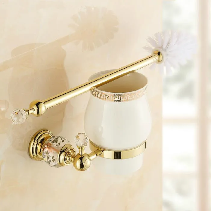 Free Shipping European Style Gold Plated Solid Brass Crystal Toilet