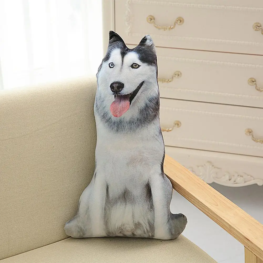 Husky LanLan 3D имитирует форму собаки плюшевые бросок декоративная наволочка для подушки - Цвет: Husky