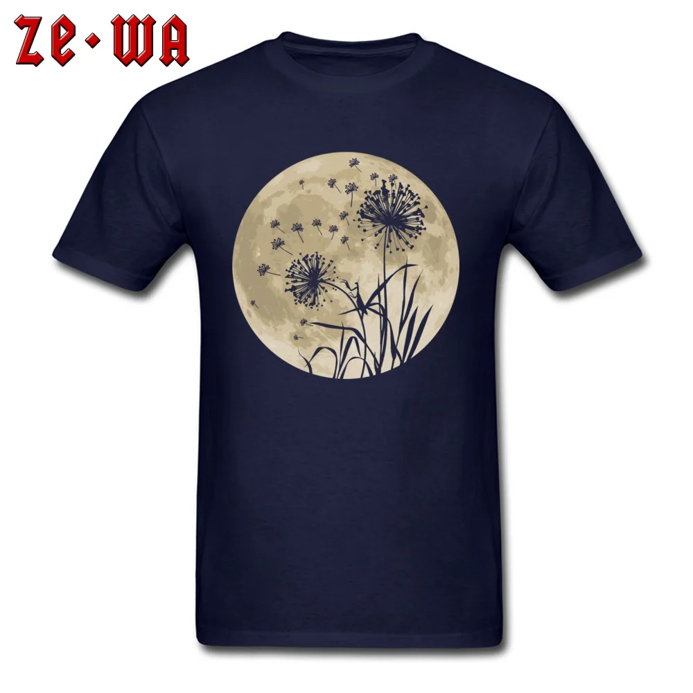 Men Oversized Tops Tees O Neck Lovers Day Pure Cotton Top T-shirts 3D Printed Dandelions By The Moonlight Top T-shirts Dandelions By The Moonlight navy